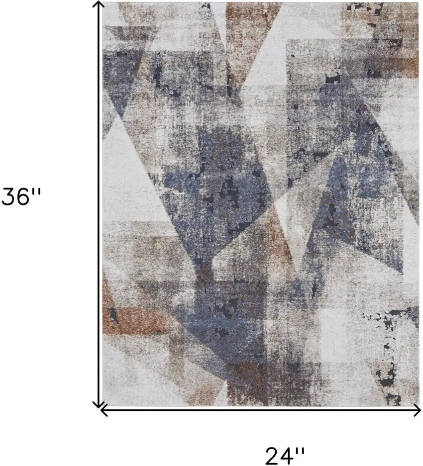 Gray Blue and Ivory Checkered Power Loom Area Rug Photo 3