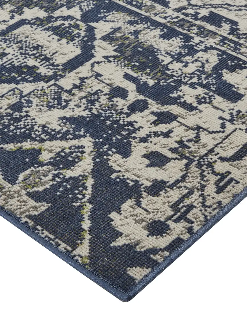 Gray Blue and Ivory Oriental Power Loom Area Rug Photo 7