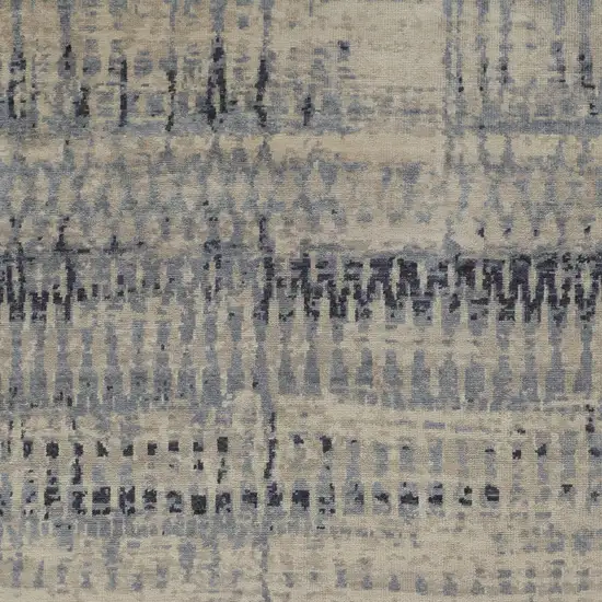 Gray Blue and Ivory Wool Abstract Hand Knotted Area Rug Photo 5