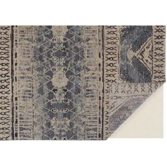 Gray Blue and Ivory Wool Floral Hand Knotted Area Rug Photo 7