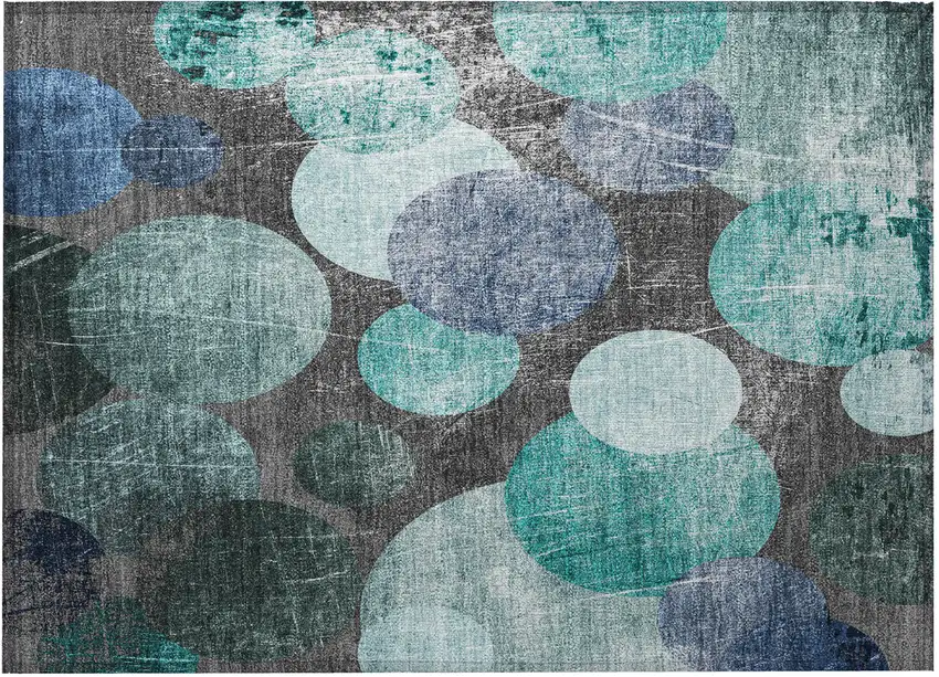 Gray Blue and Purple Abstract Washable Non Skid Indoor Outdoor Area Rug Photo 4
