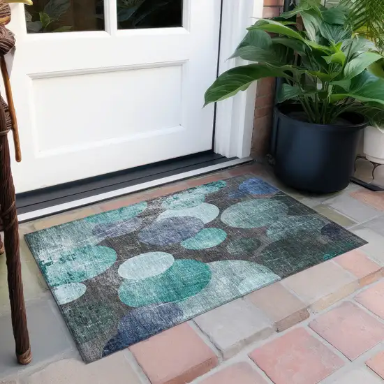 Gray Blue and Purple Abstract Washable Non Skid Indoor Outdoor Area Rug Photo 8