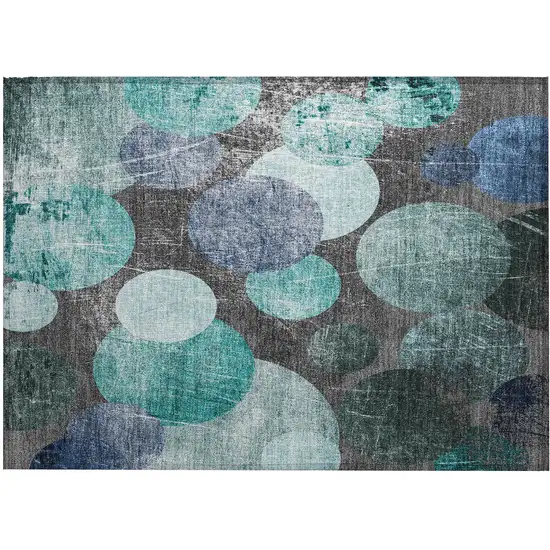 Gray Blue and Purple Abstract Washable Non Skid Indoor Outdoor Area Rug Photo 2
