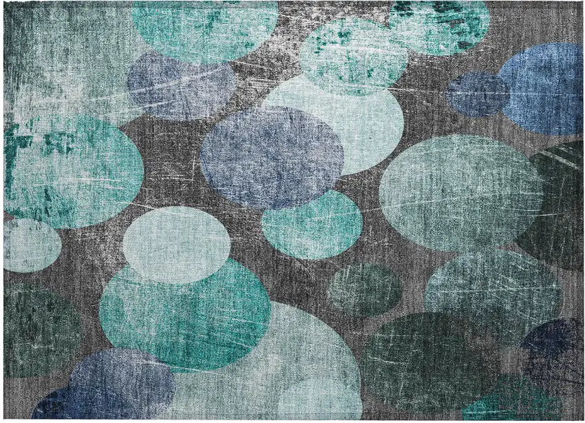 Gray Blue and Purple Abstract Washable Non Skid Indoor Outdoor Area Rug Photo 2