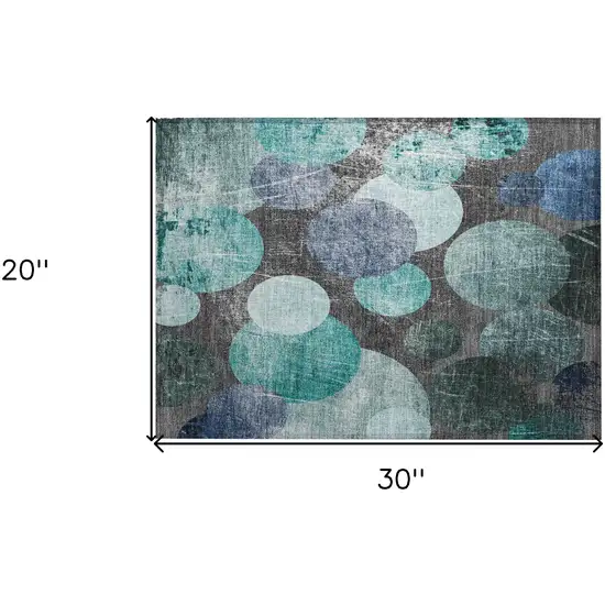 Gray Blue and Purple Abstract Washable Non Skid Indoor Outdoor Area Rug Photo 3