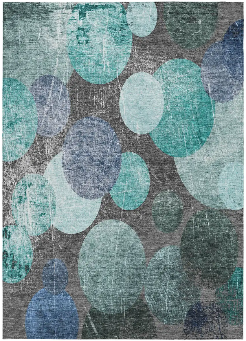 Gray Blue and Purple Abstract Washable Non Skid Indoor Outdoor Area Rug Photo 5