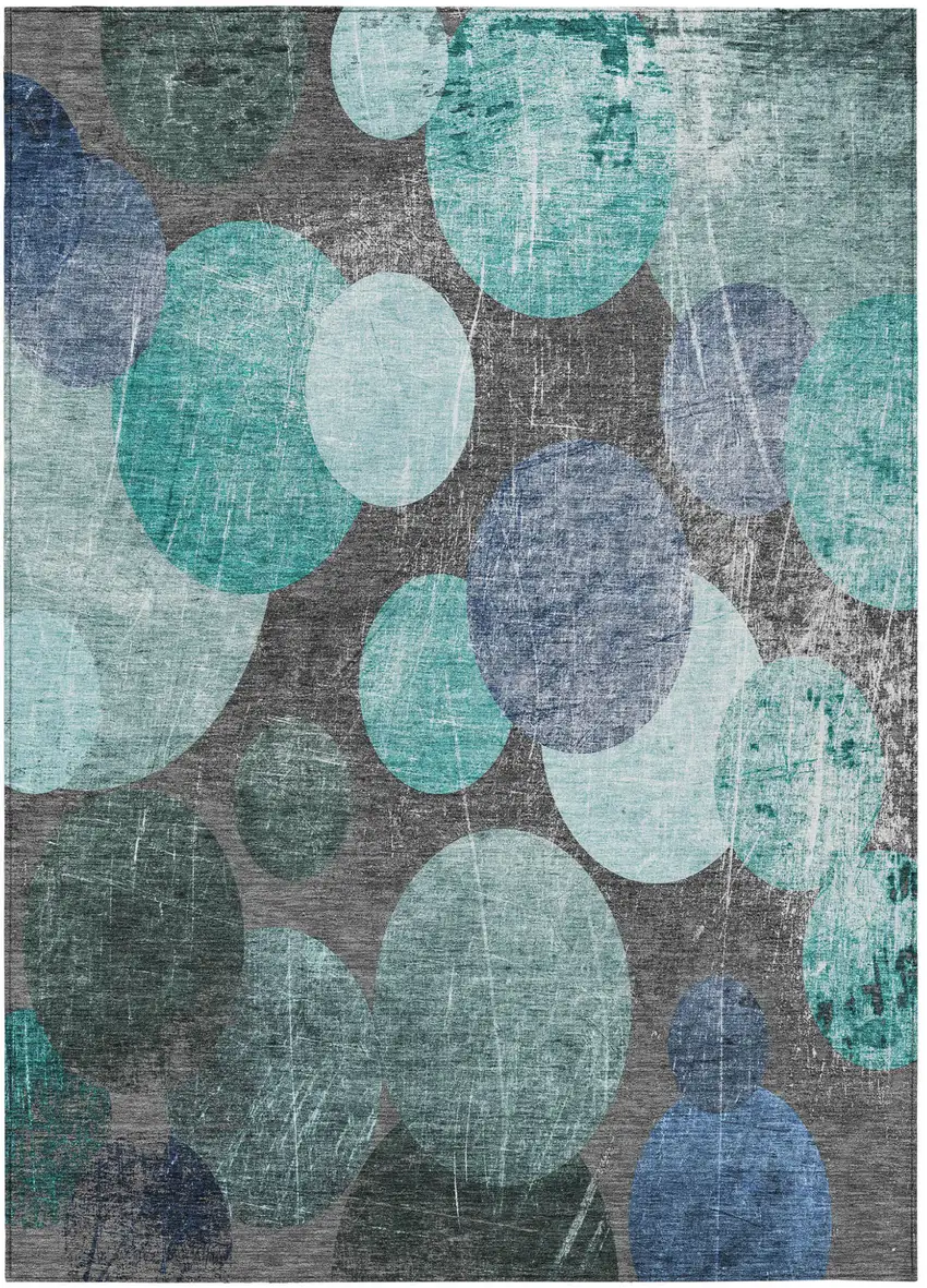 Gray Blue and Purple Abstract Washable Non Skid Indoor Outdoor Area Rug Photo 2