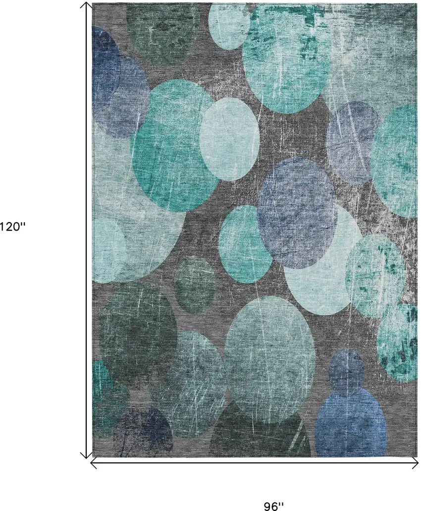 Gray Blue and Purple Abstract Washable Non Skid Indoor Outdoor Area Rug Photo 3
