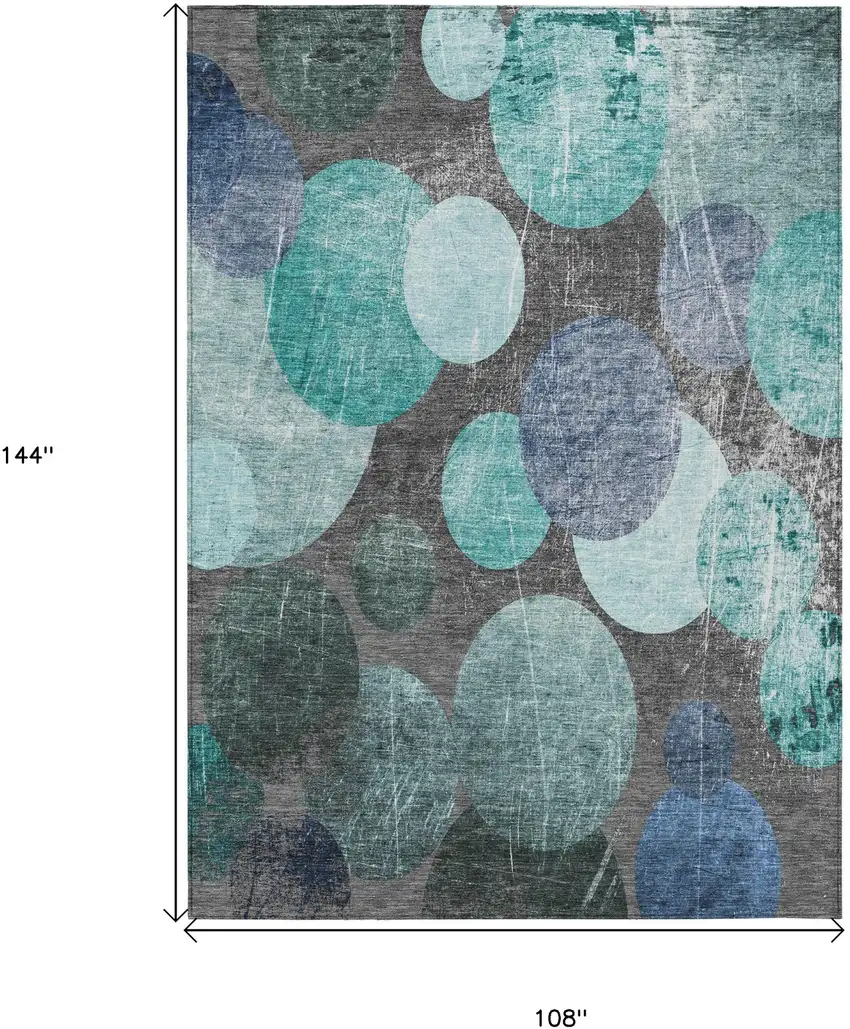 Gray Blue and Purple Abstract Washable Non Skid Indoor Outdoor Area Rug Photo 3