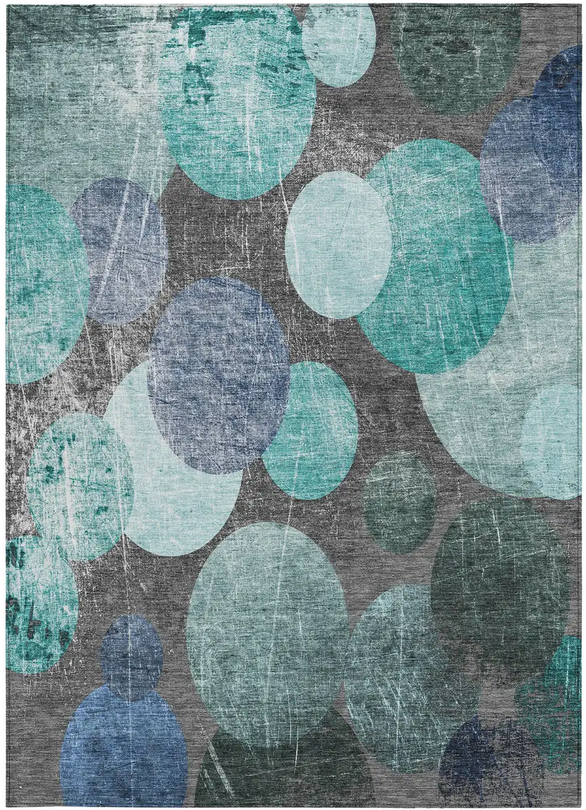 Gray Blue and Purple Abstract Washable Non Skid Indoor Outdoor Area Rug Photo 5