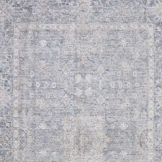 Gray Blue and Taupe Abstract Hand Woven Distressed Area Rug With Fringe Photo 9