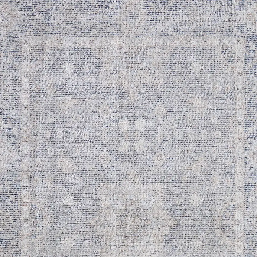 Gray Blue and Taupe Abstract Hand Woven Distressed Area Rug With Fringe Photo 9