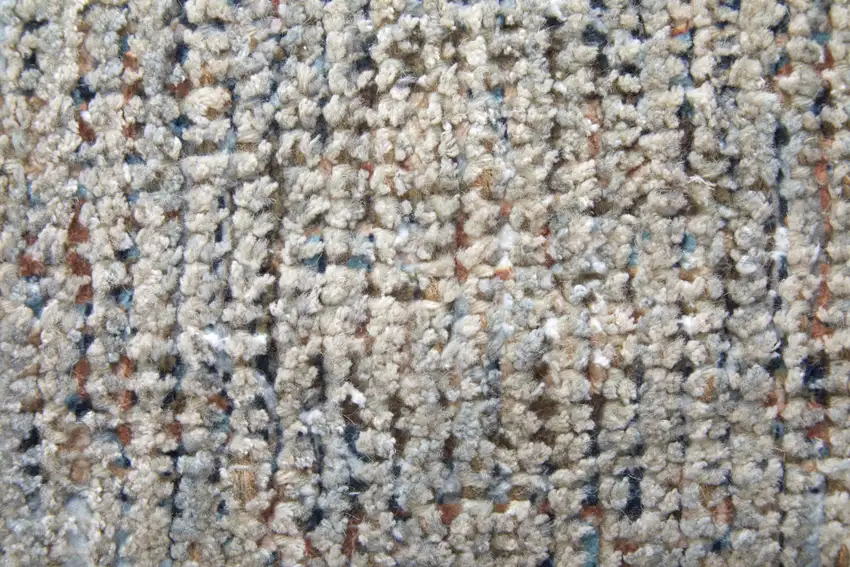 Gray Blue and Taupe Abstract Hand Woven Distressed Area Rug With Fringe Photo 7