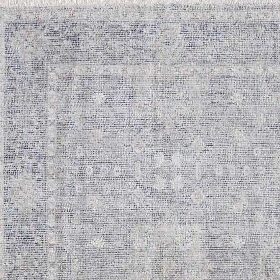 Gray Blue and Taupe Abstract Hand Woven Distressed Area Rug With Fringe Photo 9