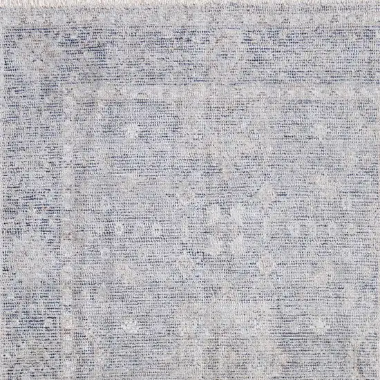 Gray Blue and Taupe Abstract Hand Woven Distressed Area Rug With Fringe Photo 9