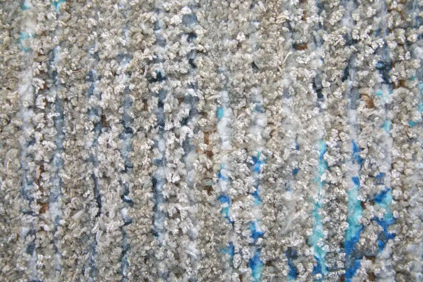 Gray Blue and Taupe Abstract Hand Woven Distressed Area Rug With Fringe Photo 7