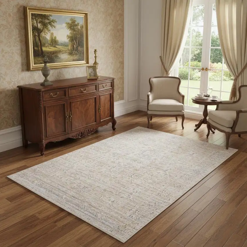 Gray Botanical Area Rug Photo 1