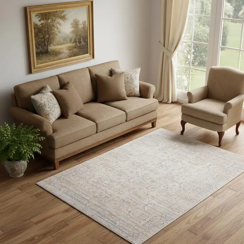 Gray Botanical Area Rug Photo 1