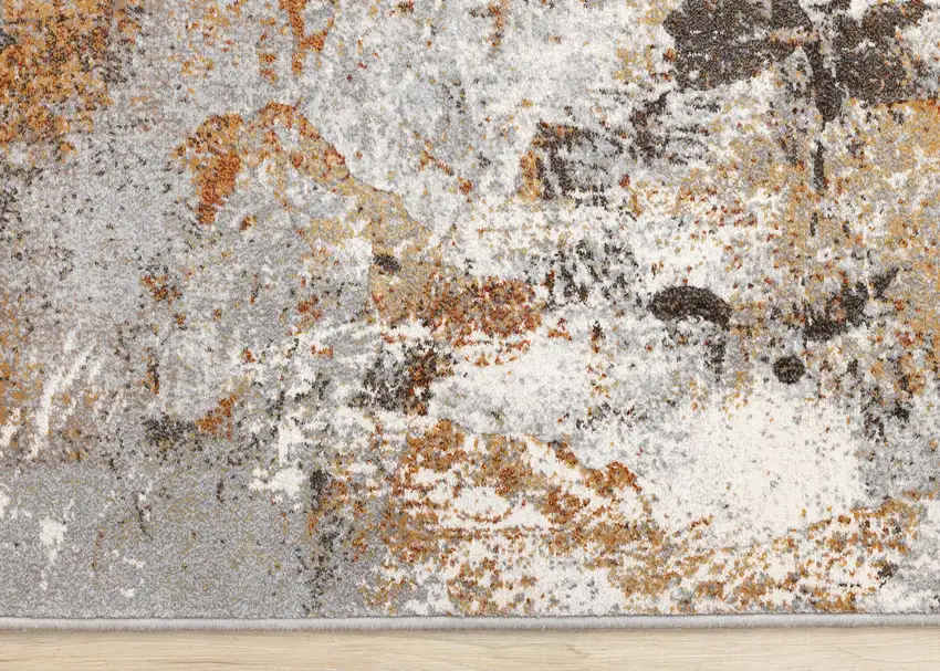 Gray Brown And Beige Abstract Area Rug Photo 9