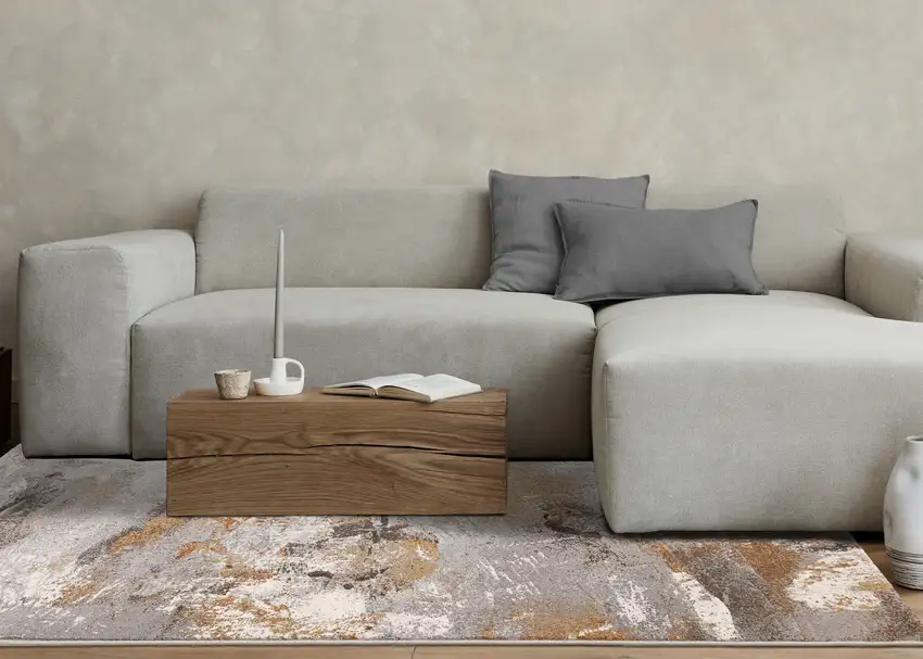 Gray Brown And Beige Abstract Area Rug Photo 7