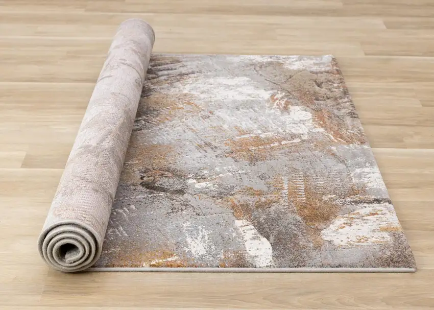 Gray Brown And Beige Abstract Area Rug Photo 8