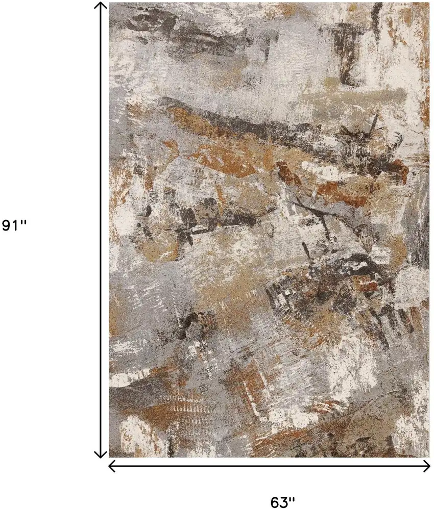 Gray Brown And Beige Abstract Area Rug Photo 3