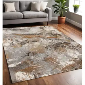 Photo of Gray Brown And Beige Abstract Area Rug