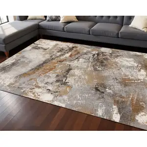 Photo of Gray Brown And Beige Abstract Area Rug