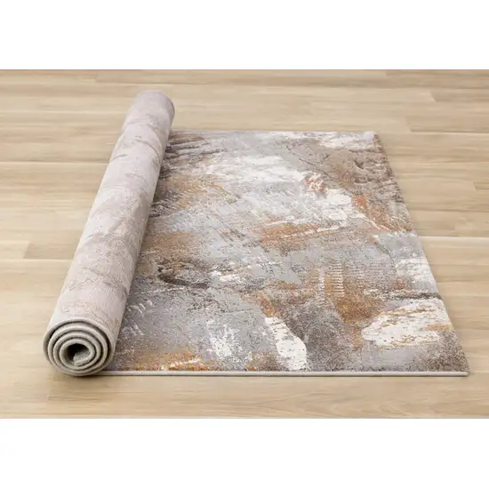 Gray Brown And Beige Abstract Area Rug Photo 9