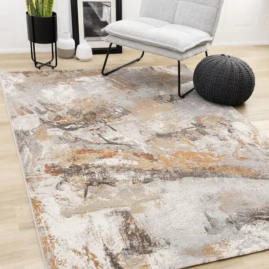 Gray Brown And Beige Abstract Area Rug Photo 5
