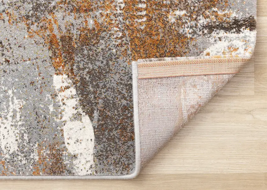 Gray Brown And Beige Abstract Area Rug Photo 9