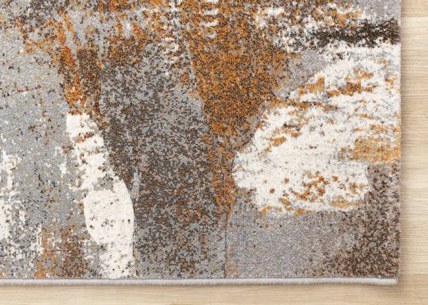 Gray Brown And Beige Abstract Area Rug Photo 8