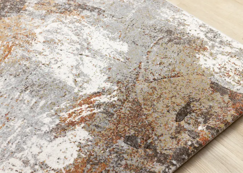 Gray Brown And Beige Abstract Area Rug Photo 7