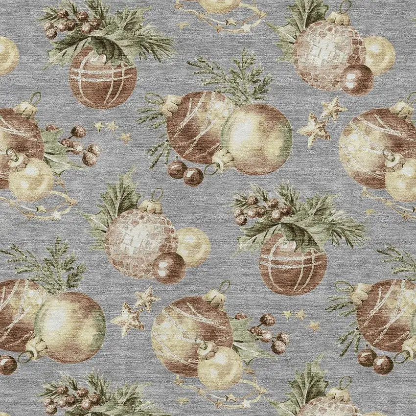 Gray Brown And Beige Botanical Leaves Washable Indoor Outdoor Area Rug Photo 9