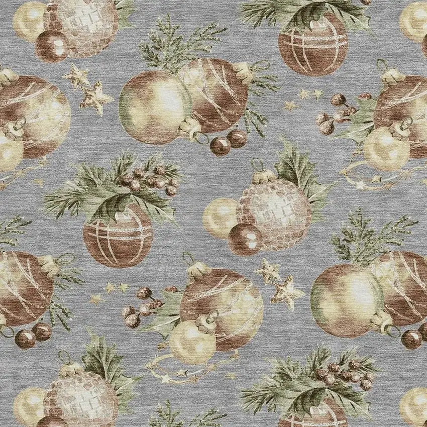 Gray Brown And Beige Botanical Leaves Washable Indoor Outdoor Area Rug Photo 3