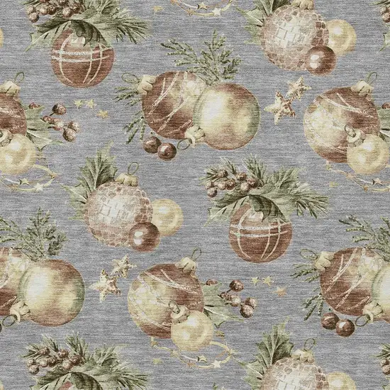 Gray Brown And Beige Botanical Leaves Washable Indoor Outdoor Area Rug Photo 9