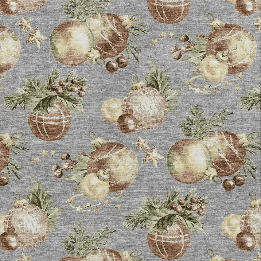 Gray Brown And Beige Botanical Leaves Washable Indoor Outdoor Area Rug Photo 3