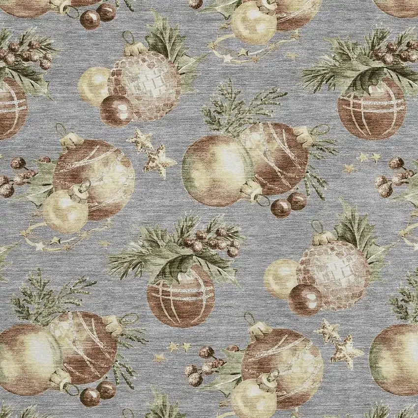 Gray Brown And Beige Botanical Leaves Washable Indoor Outdoor Area Rug Photo 3