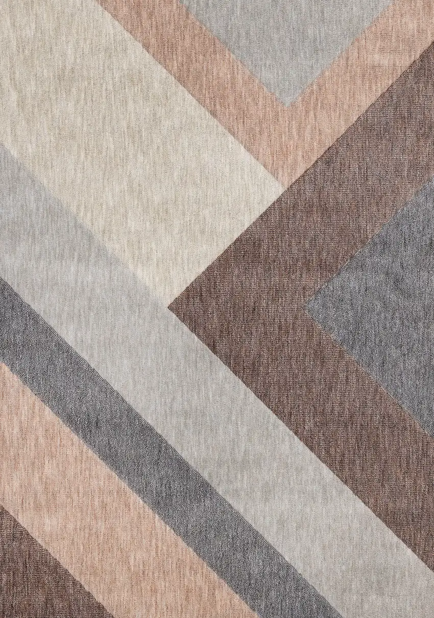 Gray Brown And Beige Geometric Area Rug Photo 2