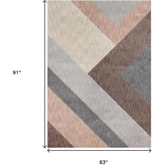 Gray Brown And Beige Geometric Area Rug Photo 3