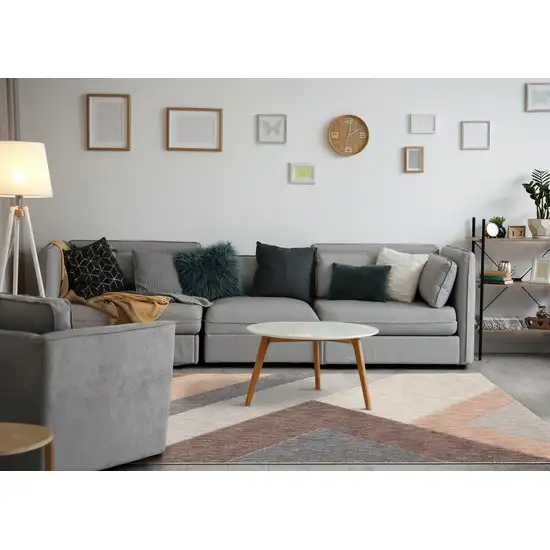 Gray Brown And Beige Geometric Area Rug Photo 6