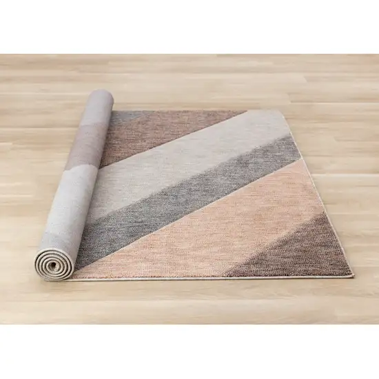 Gray Brown And Beige Geometric Area Rug Photo 9