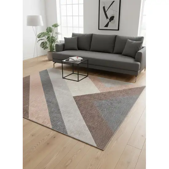Gray Brown And Beige Geometric Area Rug Photo 1