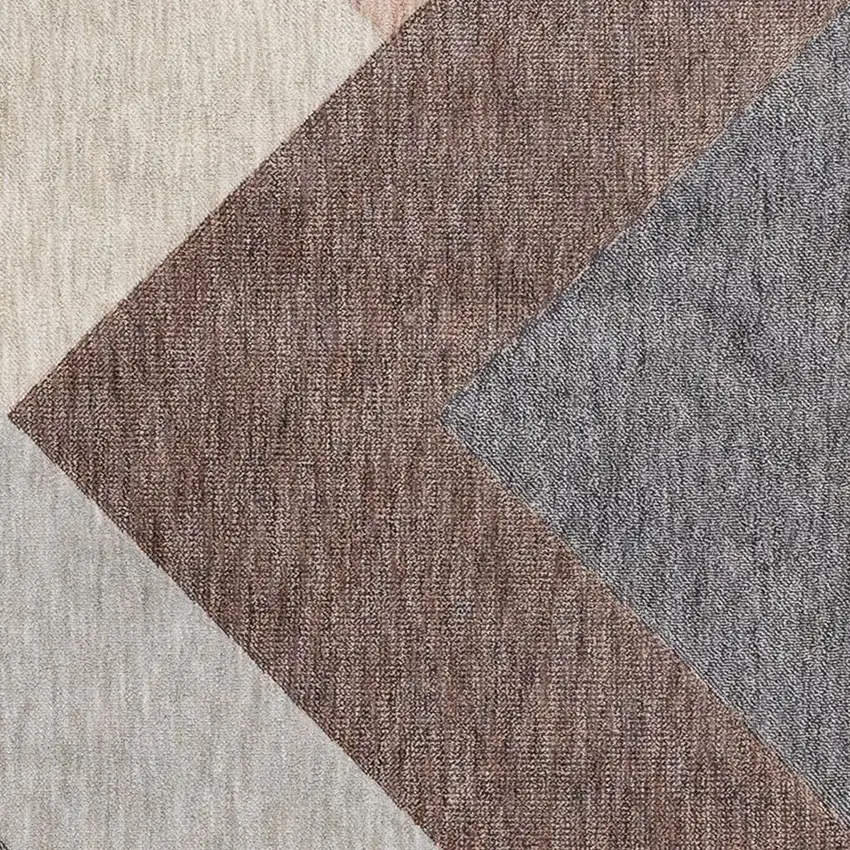 Gray Brown And Beige Geometric Area Rug Photo 4