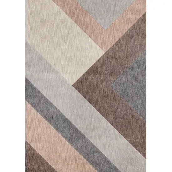 Gray Brown And Beige Geometric Area Rug Photo 2