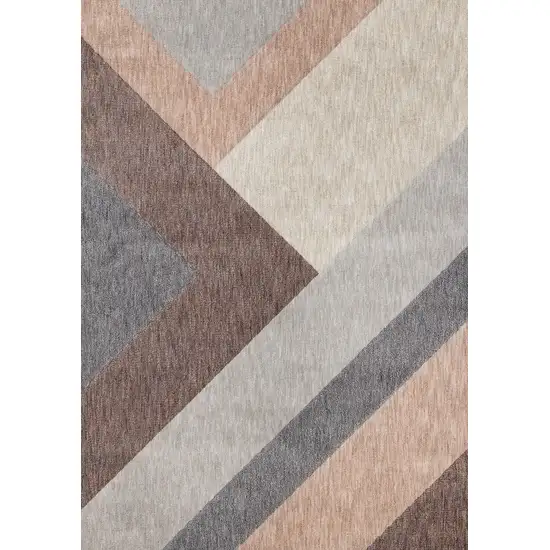 Gray Brown And Beige Geometric Area Rug Photo 4