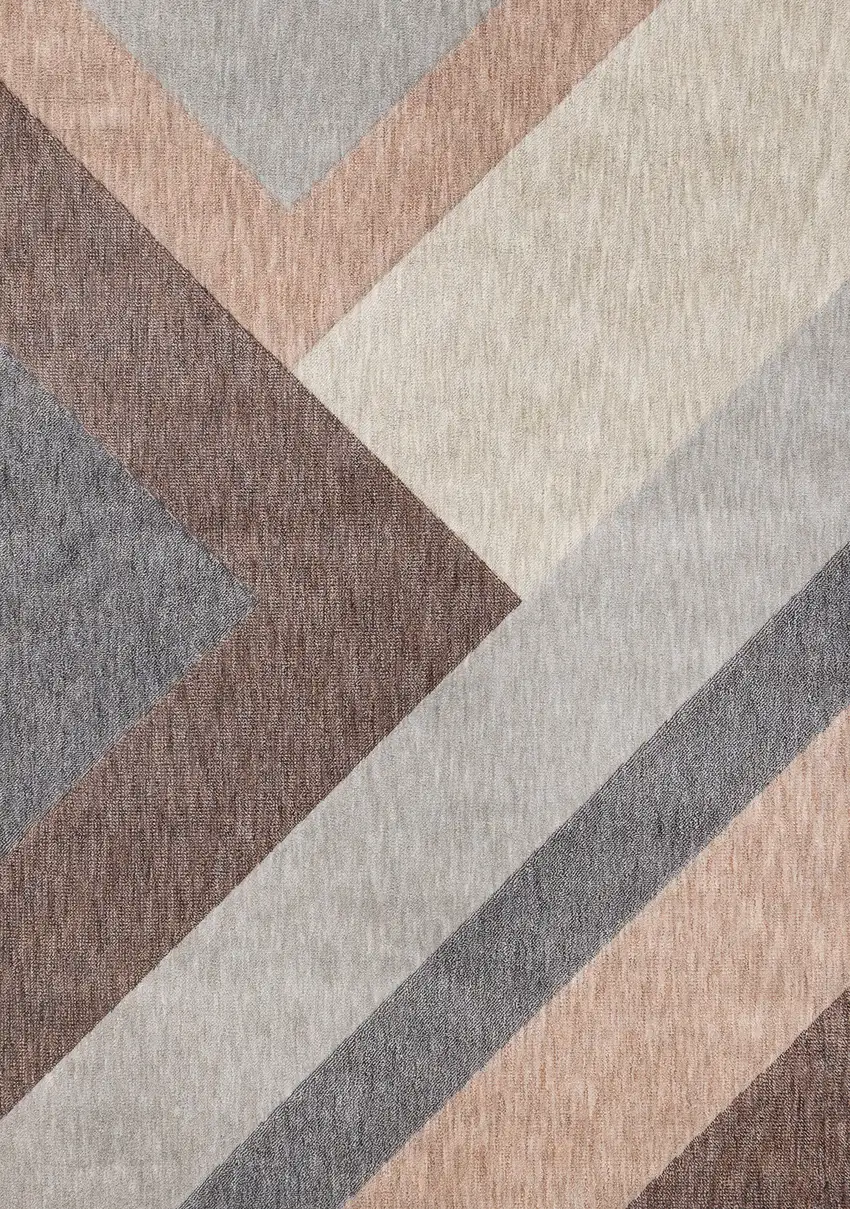 Gray Brown And Beige Geometric Area Rug Photo 4