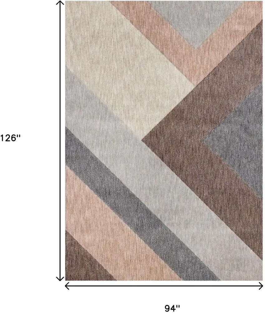 Gray Brown And Beige Geometric Area Rug Photo 3