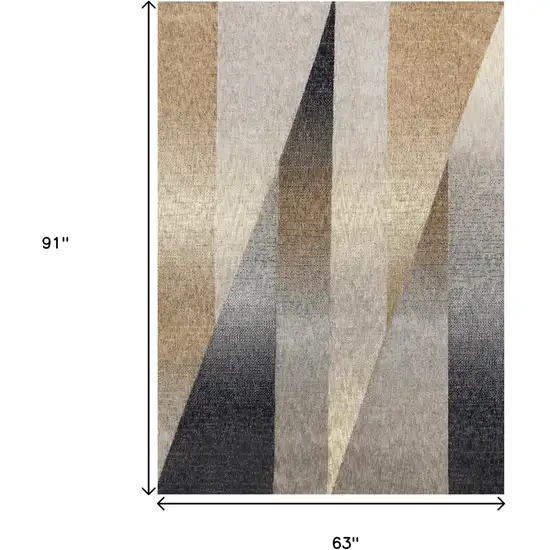 Gray Brown And Beige Geometric Area Rug Photo 3