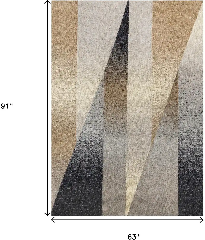 Gray Brown And Beige Geometric Area Rug Photo 3